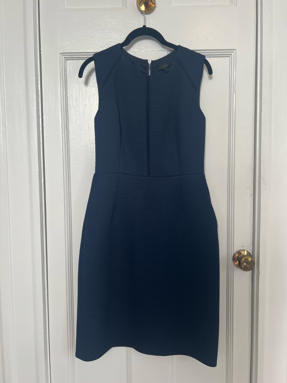 J. Crew Navy Textured Sleeveless Sheath Dress